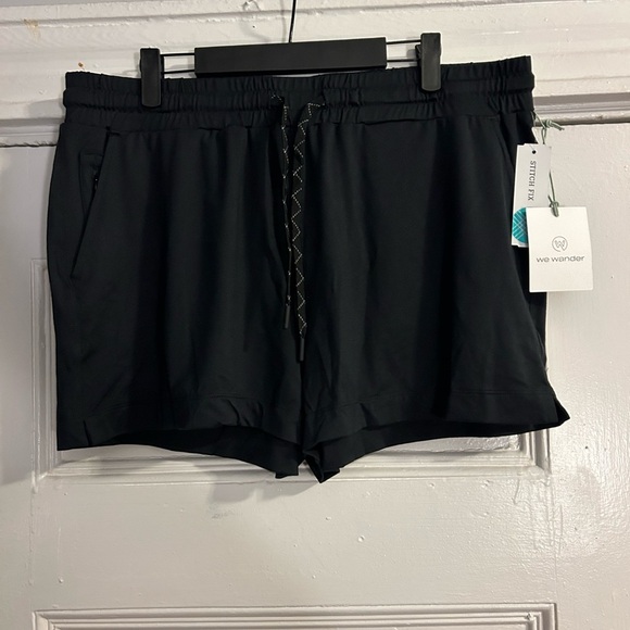 Wander Pants - Wander Black Athletic Shorts with Adjustable Fit
